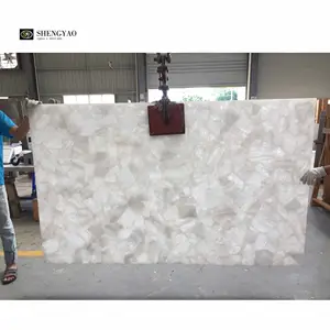 Grosir batu besar marmer putih kristal Quartz bening besar alami