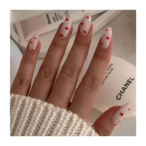 Oval Heart Pattern Fake Nails Abs Plastic Classic Design Soft Glued Press On Nails Wholesale Price Flexible Artificial Nails
