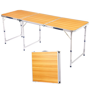 Table pliante triple en aluminium de 6 pieds avec finition imitation bois - Product Image 4