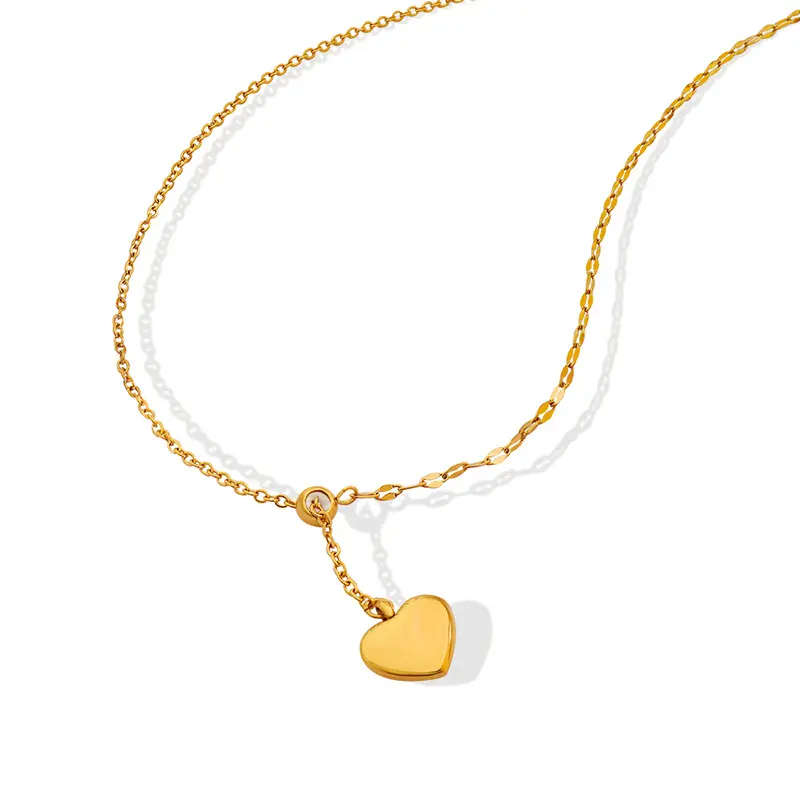 New Design Big Love Heart Brushed Alloy Metal Pendant Necklace for Women 2022 Creative Long Chain Clavicle Chain Fashion Jewelry