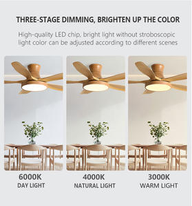 Ventilador de techo LED de madera AC DC para hogar inteligente de diseño moderno de 53 pulgadas con luz 5 aspas Control remoto <span class=keywords><strong>Precio</strong></span> de fábrica - Product Image 4