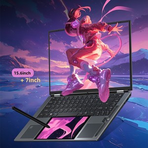 <span class=keywords><strong>Ordinateur</strong></span> <span class=keywords><strong>portable</strong></span> professionnel à double écran 15,6 pouces et 7 pouces, Intel N150, reconnaissance faciale, rotation à 180 degrés, Wi-Fi double bande, écran tactile anglais - Product Image 2