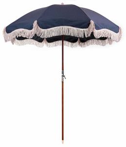Parasol <span class=keywords><strong>de</strong></span> plage <span class=keywords><strong>de</strong></span> luxe à bord festonné <span class=keywords><strong>avec</strong></span> franges, parasol vintage portable en bois inclinable, auvent en toile UV50+ <span class=keywords><strong>avec</strong></span> sac <span class=keywords><strong>de</strong></span> transport - Product Image 1
