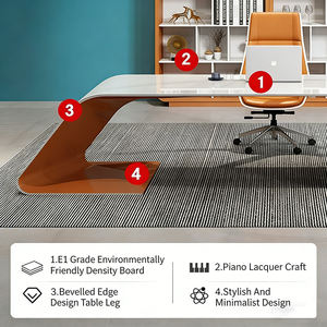 Bureau de direction moderne en bois durable avec rangement extensible, design écologique pour le bureau à domicile, poste de travail durable pour PDG - Product Image 4