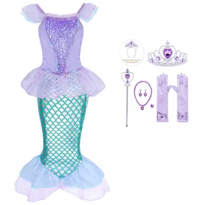 Sıcak satış fabrika fiyat kız elbise küçük denizkızı kostüm çocuklar için çocuk giysileri fantezi parti prenses Ariel Cosplay up