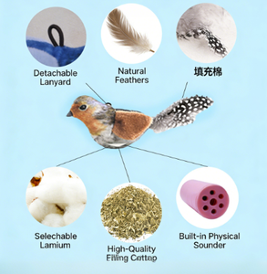 Juguete Masticable Automático <span class=keywords><strong>Flappy</strong></span> Chase 2025 con Alas que se Agitan y Sonido de Pájaros, Poliéster y Plumas de Gallina para Gatos - Product Image 5