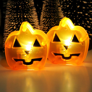 Halloween party <b>decorations</b>, LED electronic night <b>light</b>, new pumpkin lamp, atmospheric pumpkin ornament, flat pumpkin candle - Product Image 1