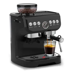 Italian New Arrival Professional Stainless Steel Body Electric Espresso Coffee Maker For Home Use With Grinder
