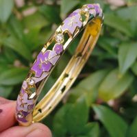 Bracelet à maillons plaqué or avec zircon et émail goutte d'huile, motif feuille d'érable 0.8, couleur fraîche et douce, pour adulte, style transfrontalier