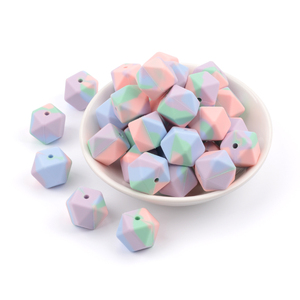 New Food Grade Baby Chew 14mm 15mm 17mm Bulk Hexagon Soft <strong>Silicone</strong> Pacifier <strong>Beads</strong> Wholesale for Pens Making Key Chains - Product Image 5