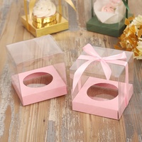 Boîtes à cupcakes en ruban Transparent pour animaux de compagnie, boîte d'emballage de gâteaux pour les entreprises, décor d'emballage de fête de mariage et de noël