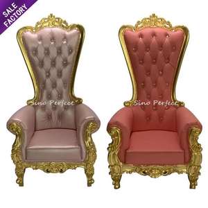 Royal Throne Wedding <b>Chair</b> Luxury Brown White Leather King and Queen <b>Chairs</b> for the Bride and Groom for Wedding - Product Image 3