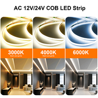 Bande lumineuse LED USB 320COB haute luminosité, éclairage intelligent 12V/24V, largeur 3mm, certifiée CE ROHS, lampe en cuivre pour chambres d'hôtel