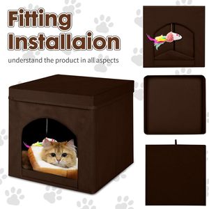 Floral Pattern Sustainable Breathable Fiber All-seasons Universal <b>Folding</b> Rectangle Cat <b>Bed</b> Villa Polyester Fill Removable - Product Image 5