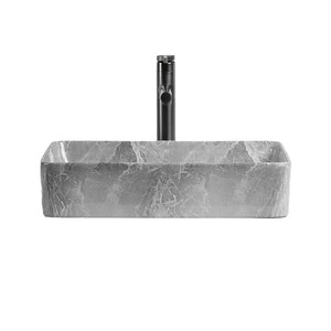 Fregadero de Cerámica con Patrón de Piedra Gris, Forma Irregular, Sin Orificios, Fácil de Limpiar, para Baño y Uso Doméstico - Product Image 1