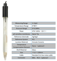 Électrodes en verre à pointe conique 2-12 pH, sonde de pH de laboratoire personnalisée avec précision de 0,01 ; Fournisseur en gros du fabricant