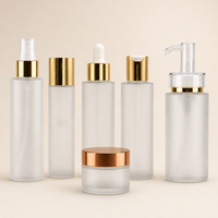 Bouteille et pot en verre givré avec logo personnalisé, flacon pompe pour lotion, flacon de maquillage, emballage cosmétique, conteneur 120ml 100ml 40ml 50g 30g