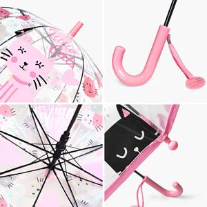 Mode droite <span class=keywords><strong>licorne</strong></span> flamant rose dessin animé thème impression POE <span class=keywords><strong>Transparent</strong></span> enfant en plastique clair dôme parapluies pour enfants - Product Image 3