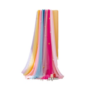 Décoration de chaise moderne en <span class=keywords><strong>organza</strong></span> blanc transparent avec nœud en bambou et matériau en soie glacée pour arche de mariage - Product Image 5