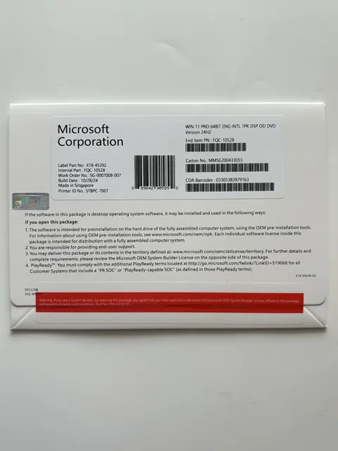 Win 11 Professional OEM DVD Full Package English Version 100% Online Activate Win11 Pro DVD Stickers Customized