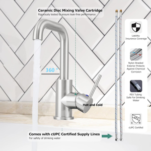 Mitigeur de lavabo de luxe en acier inoxydable à levier unique, nouveau modèle à prix réduit pour salle de bain 20NV5003290 - Product Image 2