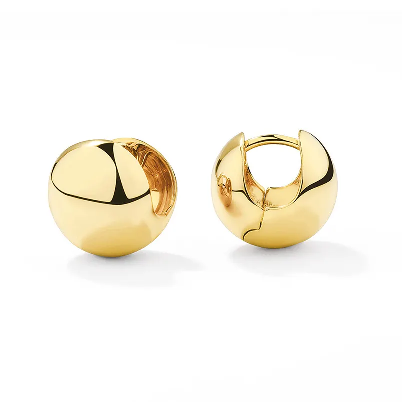 Hot Selling Arc Minimalist Chunky Hypoallergenic Huggie Hoop 18k Gold Plated Jewelry Waterproof Earrings