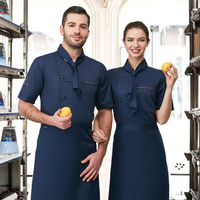 Uniforme de chef de cuisine de restaurant, vêtements de travail en maille respirante, chemise de cuisine à manches courtes avec boutons