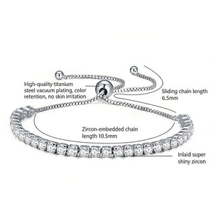 Pulsera y brazalete de moda de acero inoxidable 316L resistente al agua y al deslustre, chapado en oro de 14K y 18K, pulsera tipo tenis para mujer - Product Image 6