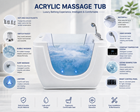 Baignoire Spa Bébé Luxe Moderne avec Massage à Bulles en Acier Inoxydable, Installation Autoportante