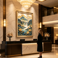 Décoration Murale Cascade de Fleurs Luxueuse - Grande Peinture Paysagère Chinoise Moderne Modèle W136 d'Origine Chine pour Entrée