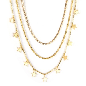 Collier de bijoux de mode en acier inoxydable Ason Collier d'accessoires d'étoile étanche Pendentif à trois chaînes Collier - Product Image 2