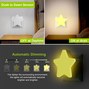 <b>Star</b> Shape LED Night Light 2700K Warm White Light Sensor Plug In <b>Lamp</b> 0.5W Energy Saving for Kids Bedroom - Product Image 5