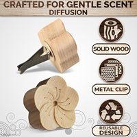 Aote Model 1 2 Pcs Diffuser Minyak Esensial Mobil Bentuk Bunga Kayu yang Dapat Digunakan Kembali, Klip Ventilasi Magnetik, Penyerap Minyak Aroma Kustom