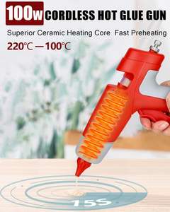 Kit de <span class=keywords><strong>Pistola</strong></span> de Pegamento Caliente Digital LED Inalámbrica QIYUN, Batería de 18V, 10 Barras de Pegamento Caliente de 0.43'', Material ABS - Product Image 3