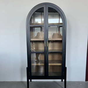 Gabinetes de almacenamiento de madera maciza de lujo americano, gabinetes de <span class=keywords><strong>vino</strong></span> de vidrio templado para sala de estar, estantes de <span class=keywords><strong>vino</strong></span> para sala de exposiciones - Product Image 1
