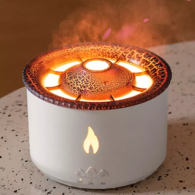 Luxury Home Party Gift Special Volcano Designed 360ml Ultrasonic Nano Mist Air Humidifier Essential Oil 3D Flame Aroma Diffuser