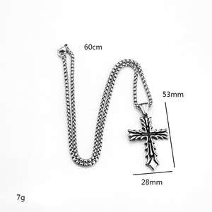 Stainless Steel <b>Cross</b> Pendant Men Fashion Asymmetrical Geometric Necklace Jewelry For Clothing Matching - Product Image 5