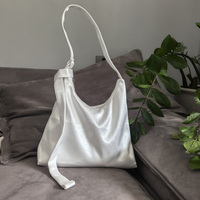 Tas Selempang Satu Tali Bahu Satin Modis dengan Ritsleting Custom, Tas Tote Desainer Literer, Tas Belanja Pendingin Wanita