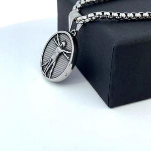 Collar con Colgante de Vitruvio de Escala Humana de Da Vinci, de Acero Inoxidable, Pulido Plateado, Accesorios de Moda Hip Hop, Regalos para Mujeres - Product Image 5