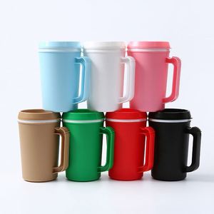 Custom logo Double Wall pp <b>Plastic</b> 22oz 34oz Solid Color Trucker Mug with Handle Insulated Trendy Large Capacity Mega Tumbler - Product Image 1