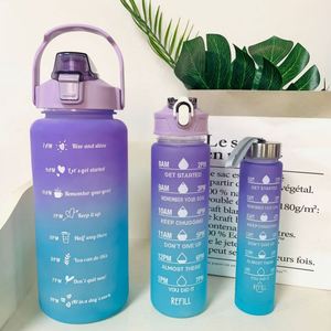 XDH162 Customised Corporate Activity Business Gift Flip up <b>Straw</b> 500/1000/2000ml Gradient PC Water Bottle Custom Logo Printed - Product Image 3