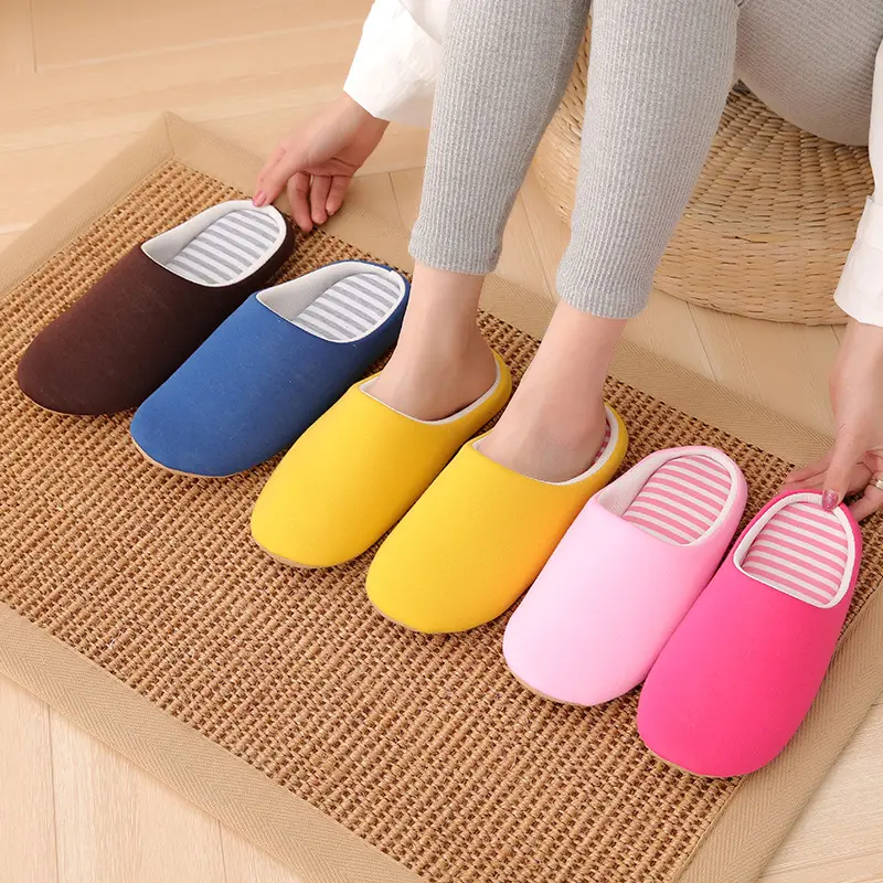 Japanse Stijl Vrouwen Huis Zacht Huis Katoenen Slipper Winter Licht Comfort Vloer Schoenen Slippers