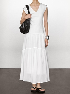 Factory Wholesale Custom Women Elegant White V-neck Sleeveless Long <strong>Maxi</strong> <strong>Dress</strong> New Design Breathable Comfortable Evening <strong>Dress</strong> - Product Image 3