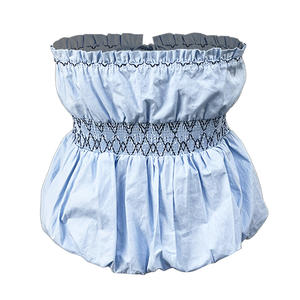 Canotta in cotone alla moda delle donne OEM per il pizzo estivo ricamato in solido stile Vintage Casual ufficio popeline Logo personalizzato - Product Image 2