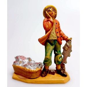 Pêcheur de poissons en PVC effet bois, 10 cm de haut - Product Image 1