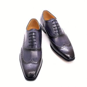 Chaussures habillées haut de gamme pour homme, style Oxford, en cuir véritable, plates, pour mariage et soirées formelles, style britannique - Product Image 1