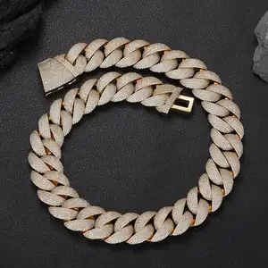 Wholesale Hip Hop Jewelry Luxury 14K 18K Real Gold Plated Heavy 22mm Bubble Chain Necklace For Men