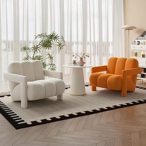<strong>Vintage</strong> Modern Style Single Armrest Armchair for Home Living Room Leisure <strong>Chair</strong> with Fabric Backrest Panel <strong>Wood</strong> - Product Image 4