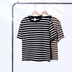 Customized Knitted <b>Linen</b> <b>Striped</b> <b>Fabric</b> Boy's OEM Pure Cotton 250GSM Broad Stripes Crewneck Anti - Shrink for Adults Trends - Product Image 3