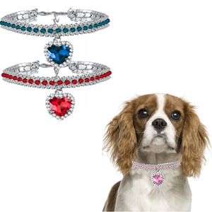 KingHon New Love Water Drop Rhinestone Pet Collar for Cats and <b>Dogs</b> Neck Accessories Pendant Anti-loss Crystal Pet Collar - Product Image 2